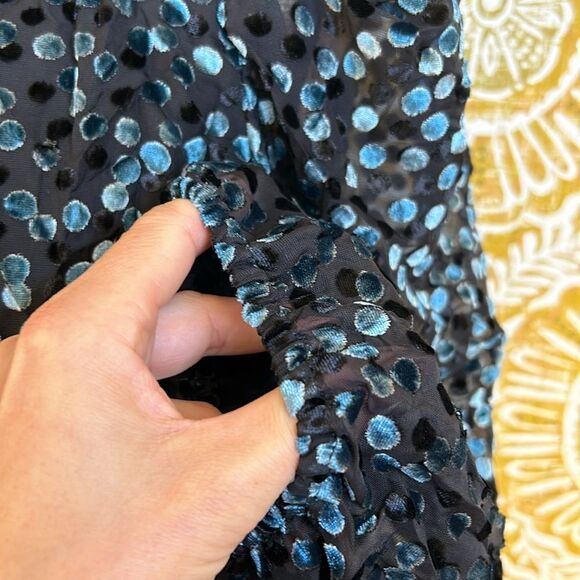 NWT Shoshanna Cassia Dot Velvet Burnout Long Sleeve Mini Dress in Jet/Olive Sz 4 - Picture 10 of 16